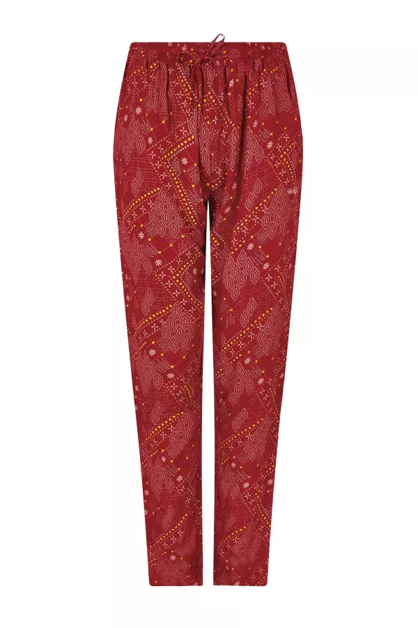 Weird Fish Tinto Eco Viscose Printed Trousers Chilli Red