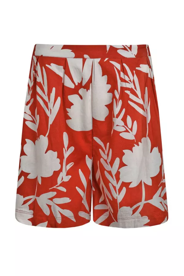 Weird Fish Aloha Linen Rich Printed Shorts Radical Red