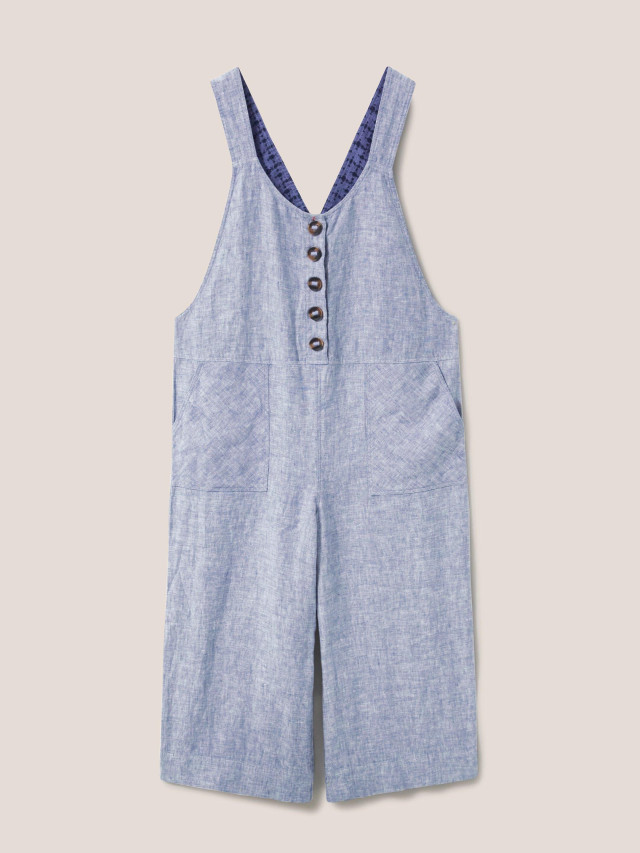 White Stuff Viola Linen Dungaree In Blue