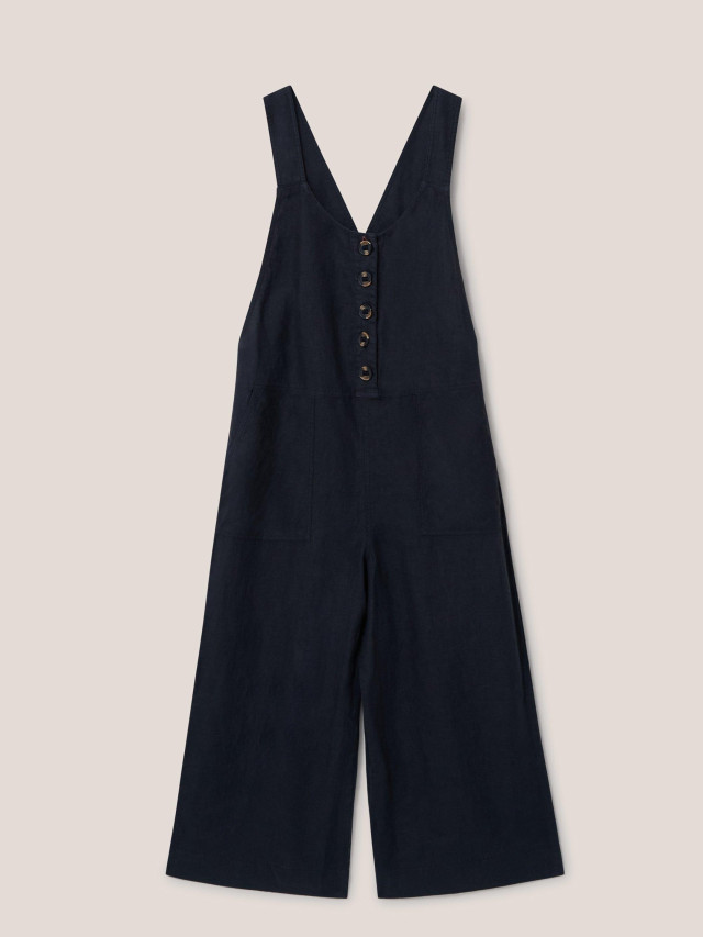 White Stuff Viola Linen Dungaree In Black