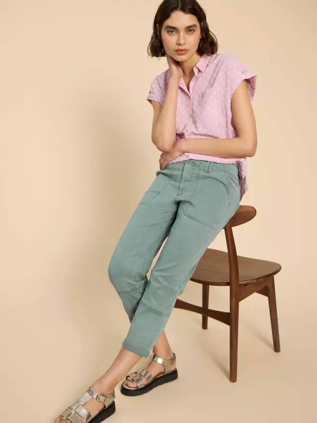 White Stuff Blaire Cotton Blend Trouser In Teal