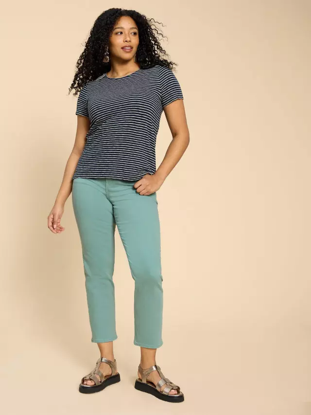 White Stuff Blake Straight Cropped Jean In Teal