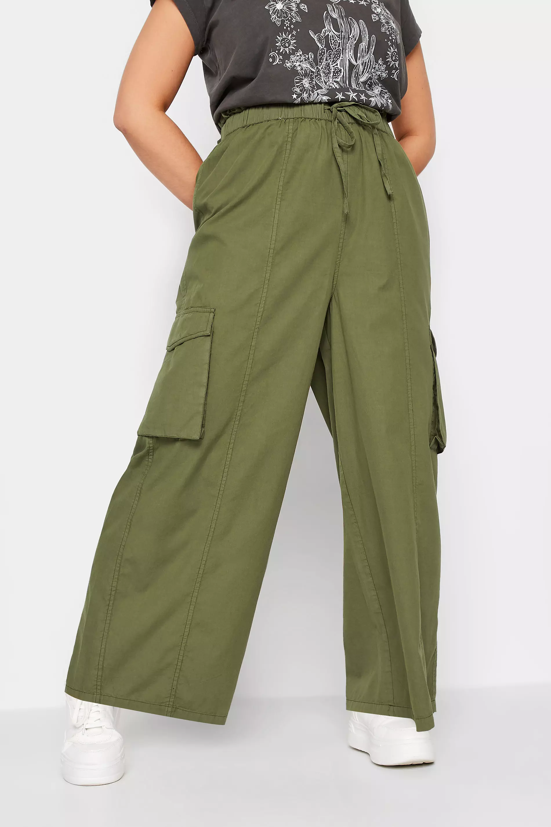 RYRJJ Wide Leg Cargo Pants for Women Low Rise Trousers with Multi-Pockets  Fashion Y2K Streetwear Drawstring Casual Baggy Pants(Army Green,S) -  Walmart.com