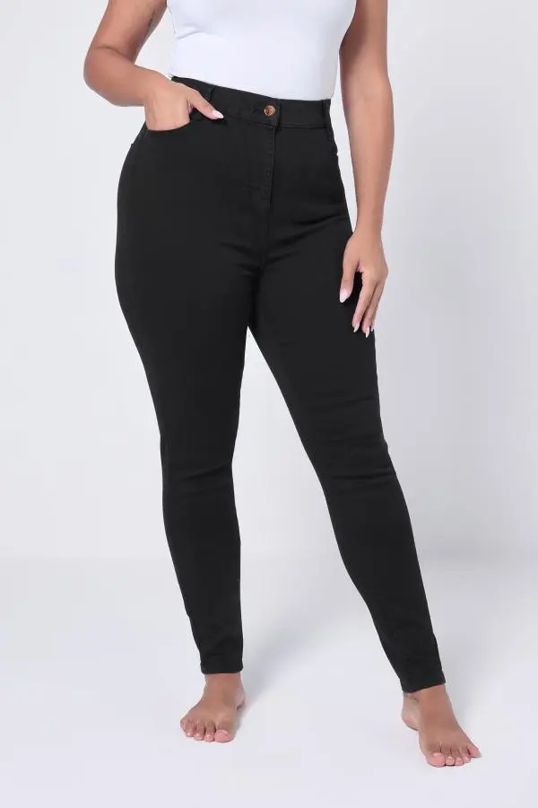Yours Plus Size Black Stretch Skinny Ava Jeans Size Short > 30-32