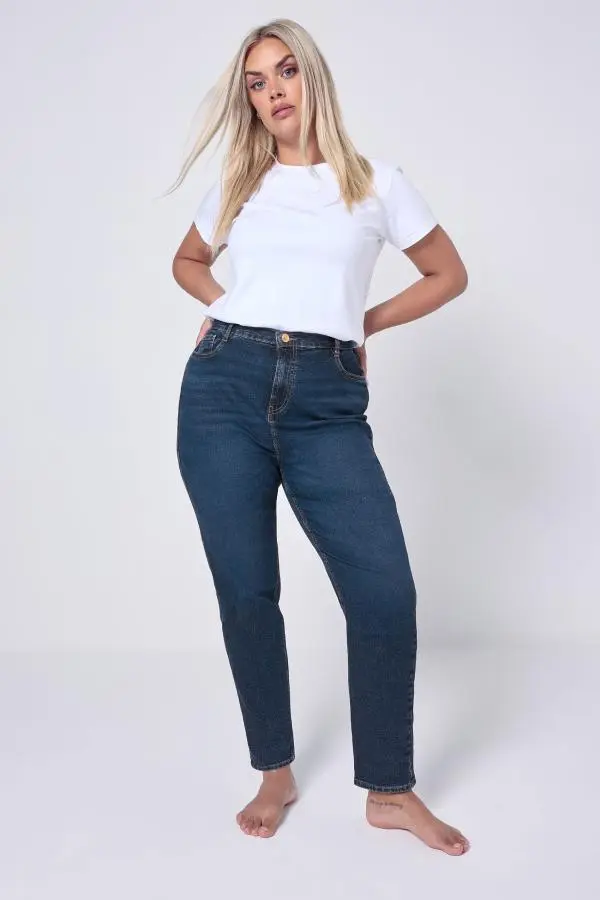 Yours Plus Size Mid Blue Mom Jeans Size 30-32