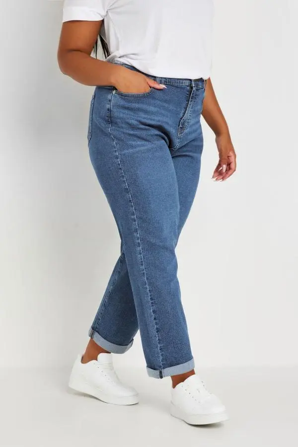 Yours Plus Size Mid Blue Boyfriend Jeans Size 34-36