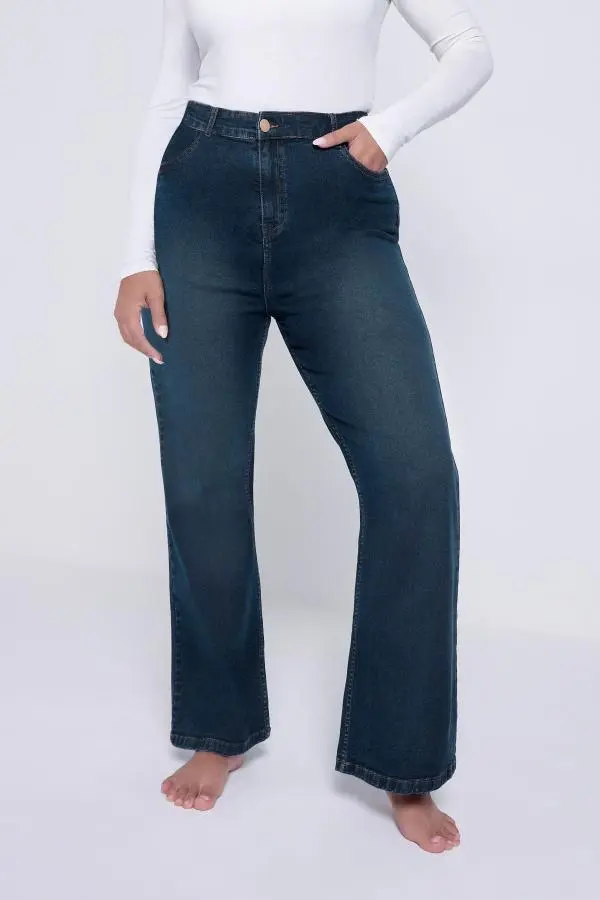 Yours Curve Dark Indigo Blue Bootcut Stretch Isla Jeans, Women's Curve & Plus Size, Yours