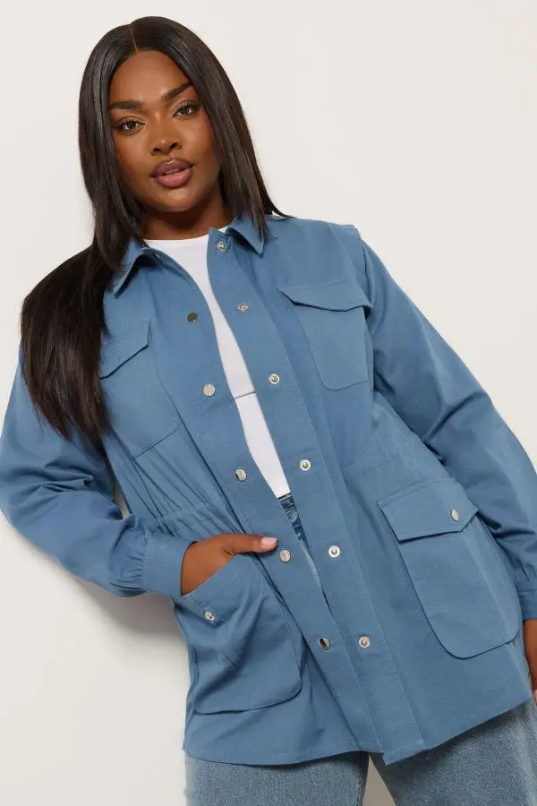 Yours Curve Blue Carpenter Jacket, Women's Curve & Plus Size, Yours