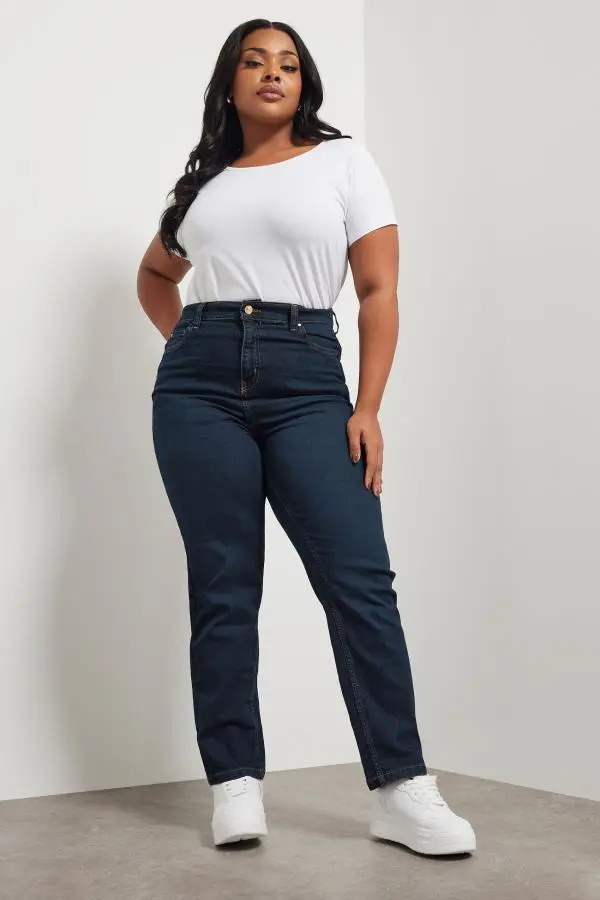 Yours Curve Dark Indigo Blue Straight Leg Ruby Jeans, Women's Curve & Plus Size, Yours