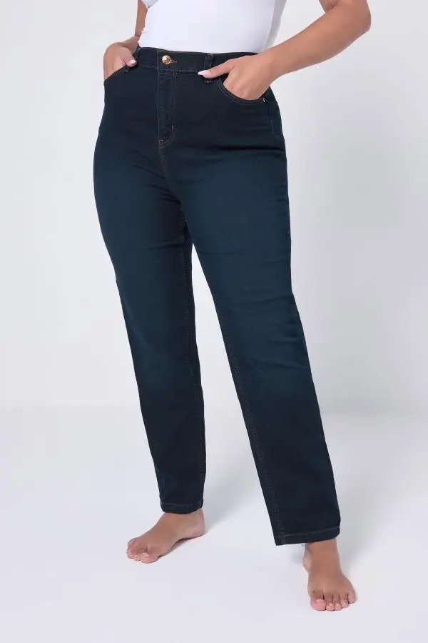 Yours Plus Size Dark Indigo Blue Straight Leg Ruby Jeans Size Short > 26