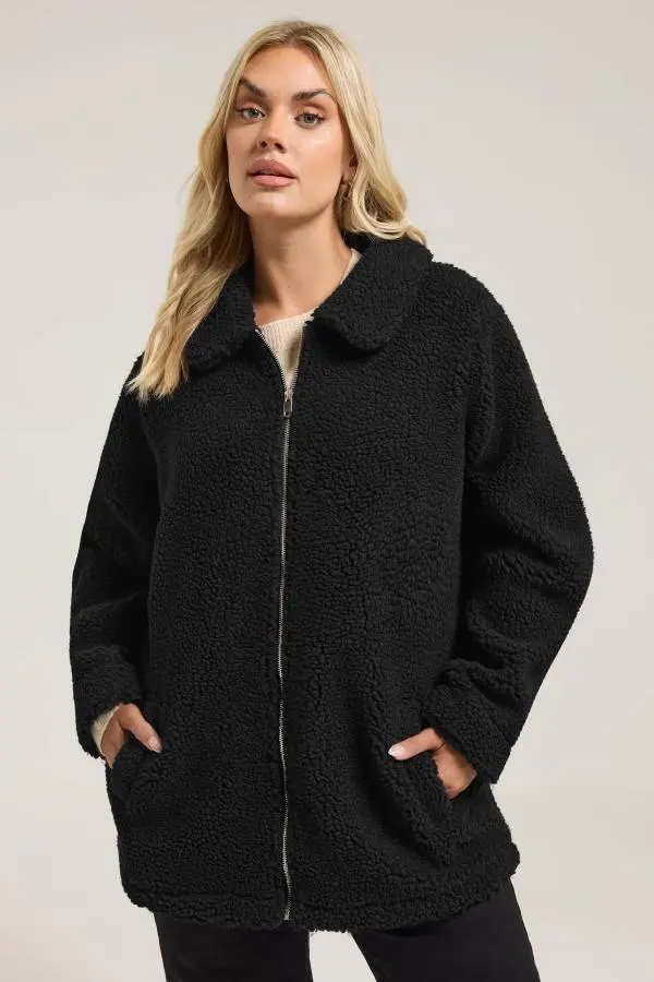 Yours Curve Black Heavyweight Teddy Fleece, Women's Curve & Plus Size, Yours