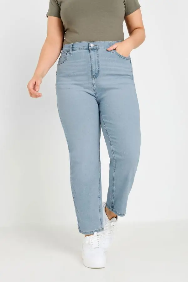 Yours Plus Size Light Blue Straight Leg Ruby Jeans Size 14