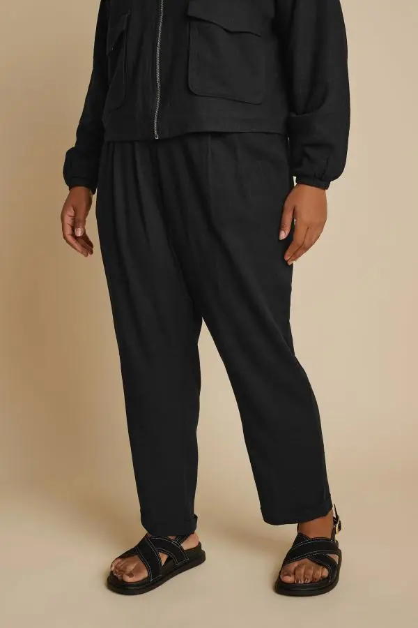 Yours Curve Black Formal Linen Trousers, Women's Curve & Plus Size, Yours