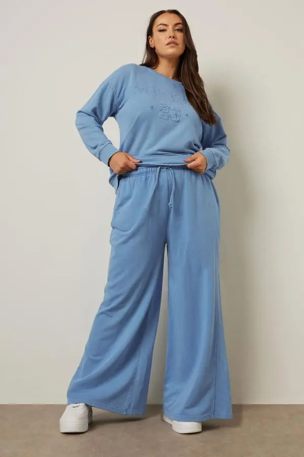 Yours Curve Blue Wide Leg Joggers, Women's Curve & Plus Size, Yours