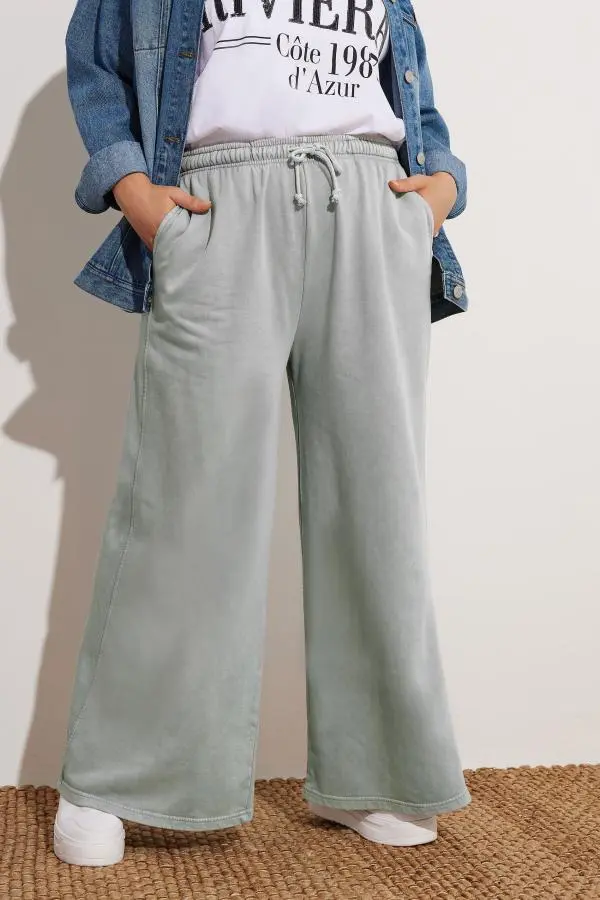 Yours Curve Grey Wide Leg Joggers, Women's Curve & Plus Size, Yours