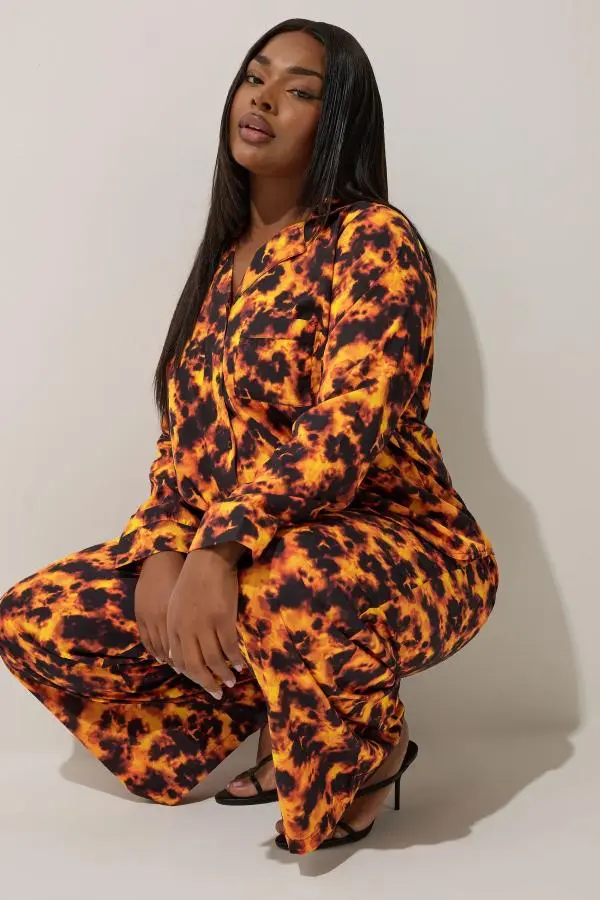 Limited Collection Curve Orange Tortoise Shell Shirt, Women's Curve & Plus Size, Limited Collection