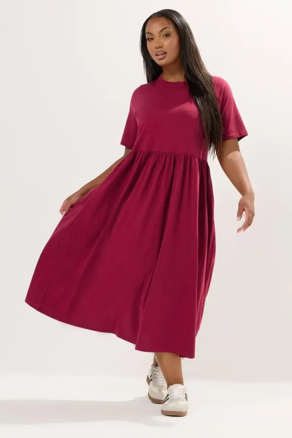 Yours Curve Red Throw On Smock Dress, Women's Curve & Plus Size, Yours