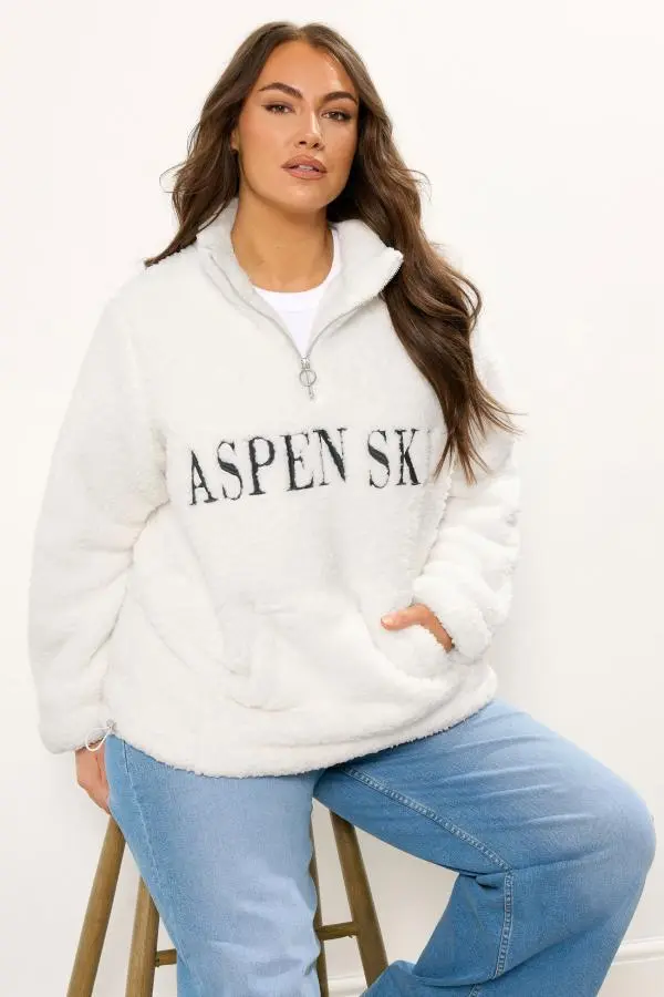 Yours Curve Cream 'Aspen Ski' Teddy Borg Fleece, Women's Curve & Plus Size, Yours