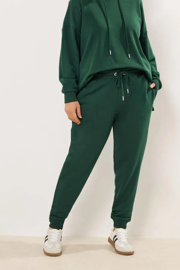 Yours Curve Green Tie Cuffed Joggers, Women's Curve & Plus Size, Yours