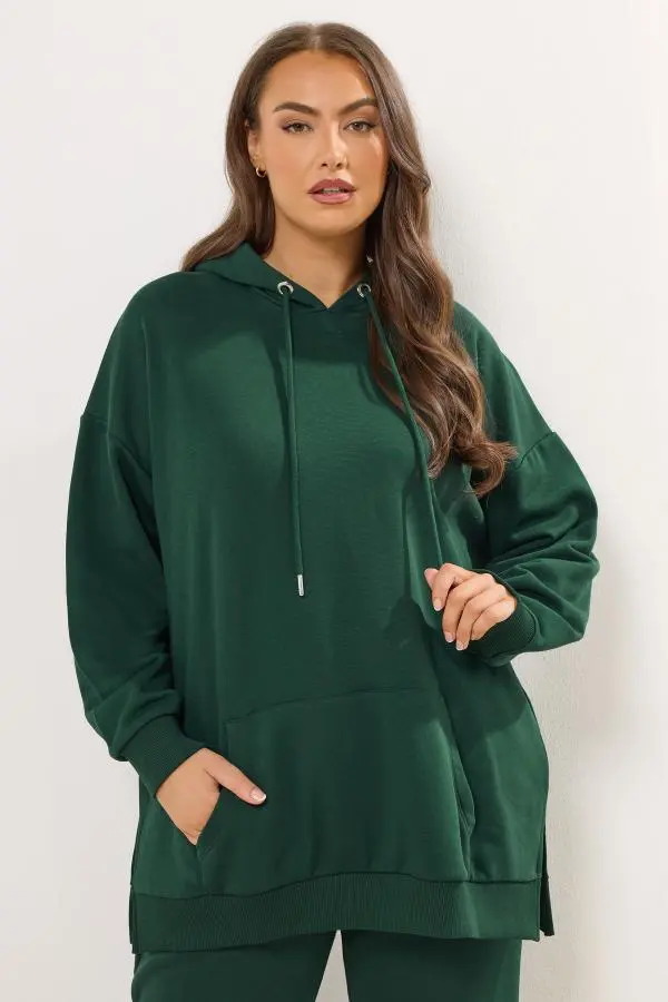 Yours Plus Size Green Pocket Front Hoodie Size 16