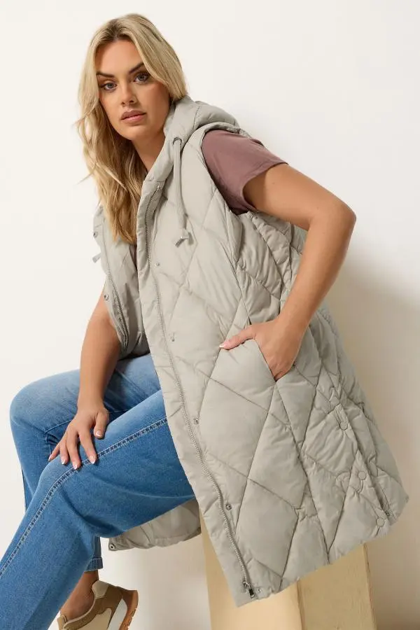 Yours Plus Size Ivory White Midi Gilet Size 14