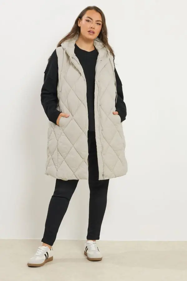 Yours Plus Size Ivory White Midi Gilet Size 30-32