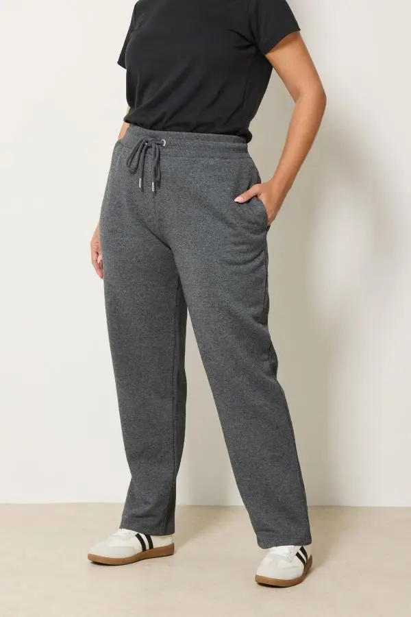 Yours Plus Size Grey Tie Straight Leg Joggers Size 30-32