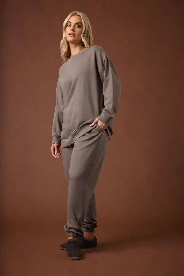Yours Plus Size Chocolate Brown Cuffed Joggers Size 38-40