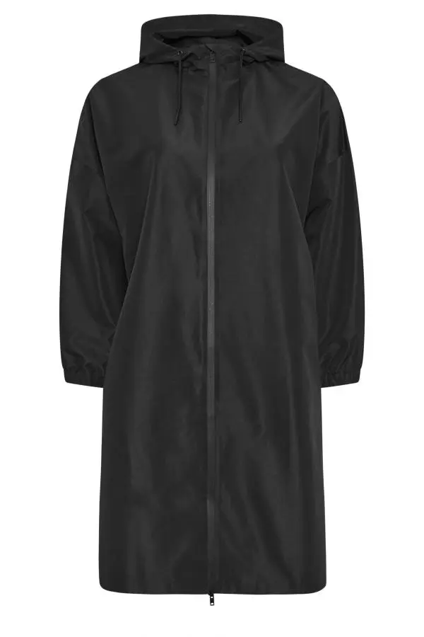 Yours Plus Size Black Waterproof Longline Parka Jacket Size 14-18