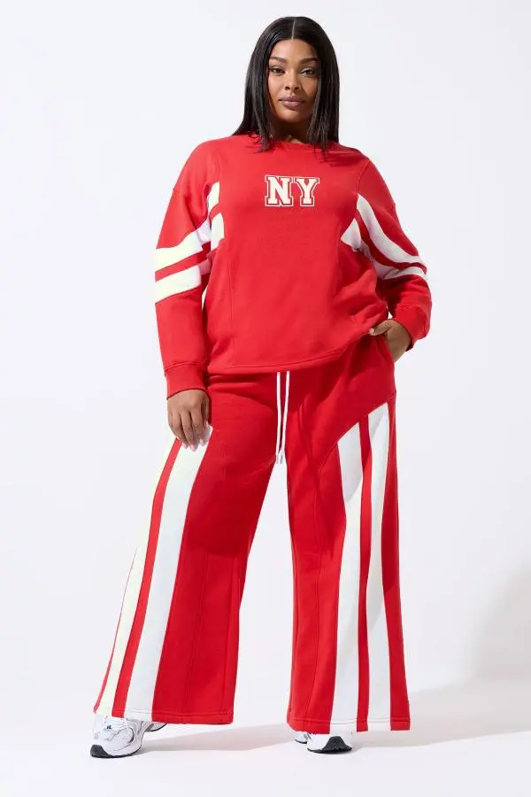 Limited Collection Plus Size Red Stripe Wide Leg Joggers Size 30-32