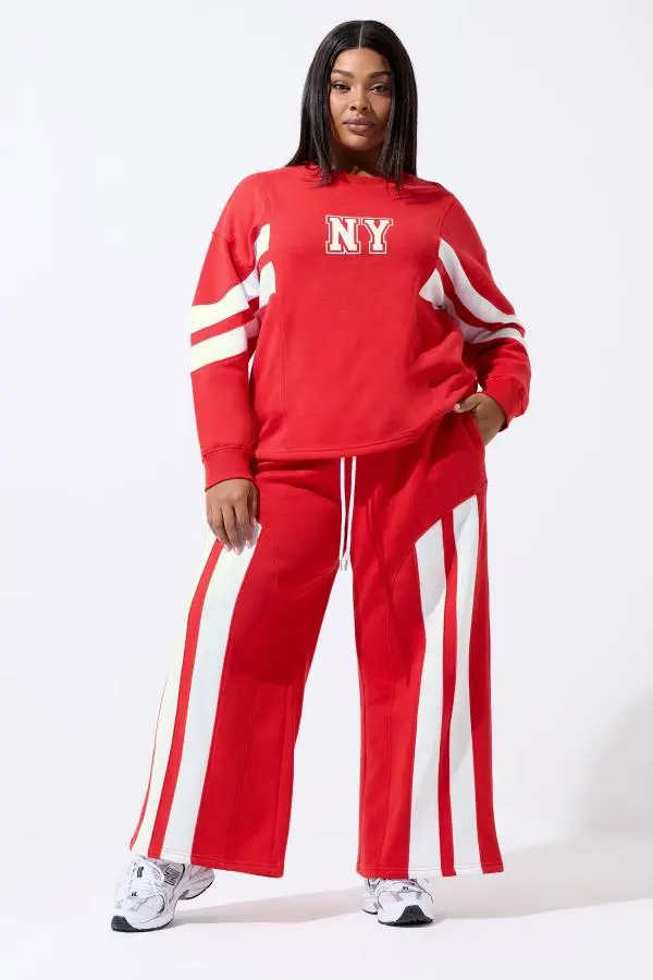 Limited Collection Plus Size Red Stripe Wide Leg Joggers Size 30-32