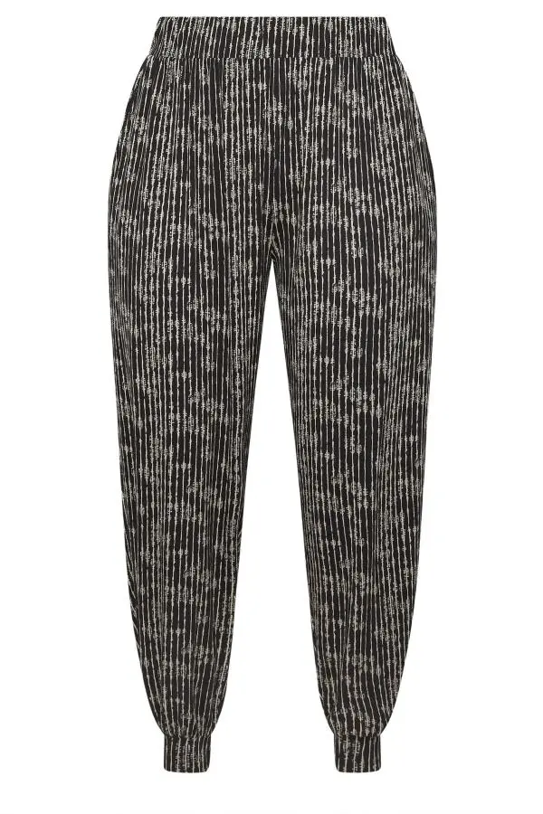 Yours Plus Size Black Textured Cuffed Harem Trousers Size 30-32