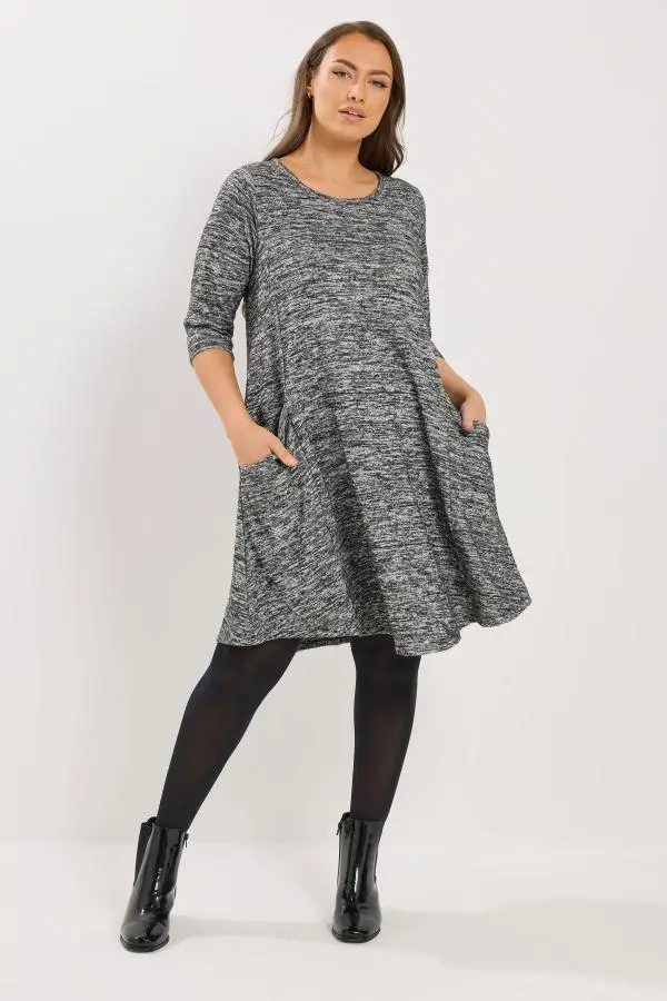 Yours Plus Size Grey Drape Pocket Dress Size 16