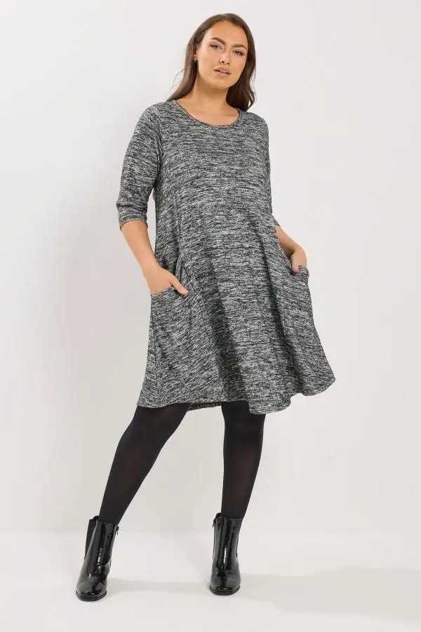 Yours Plus Size Grey Drape Pocket Dress Size 26-28