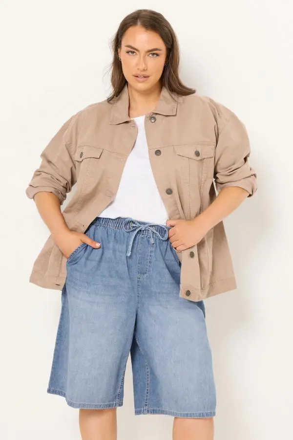 Yours Plus Size Light Blue Drawstring Shorts Size 38-40