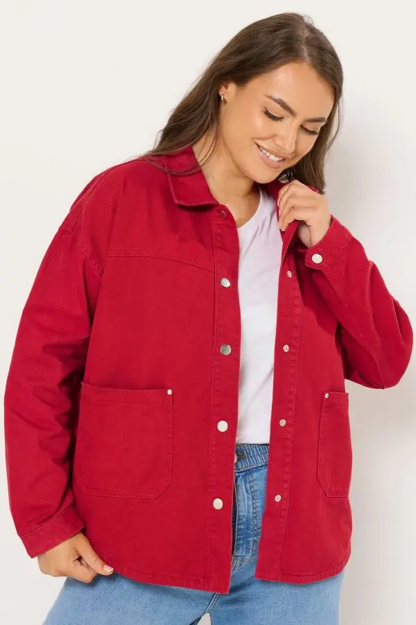 Yours Plus Size Red Denim Shacket Size 34-36