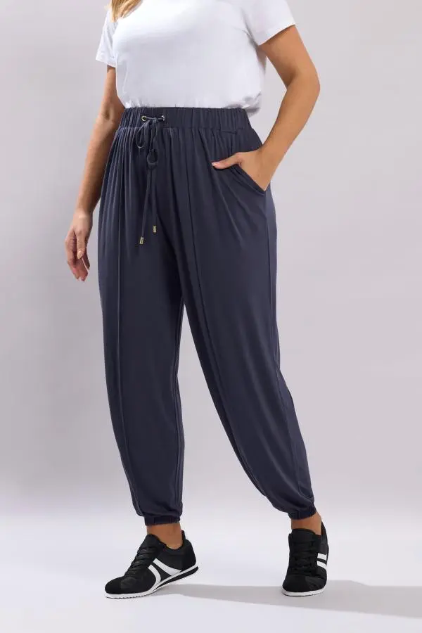 Yours Plus Size Navy Blue Harem Joggers Size 34-36