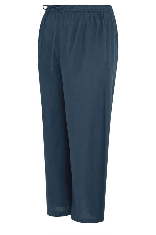 Bump It Up Maternity Plus Size Navy Blue Wide Leg Linen Trousers Size 30-32
