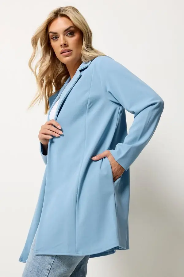 Yours Plus Size Blue Scuba Blazer Size 30-32