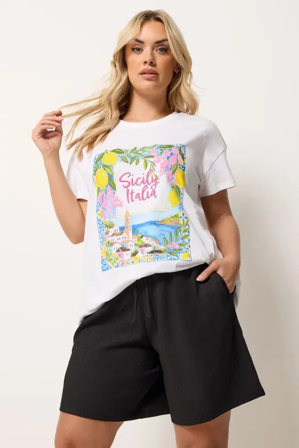 Yours Plus Size Black Textured Shorts Size 30-32