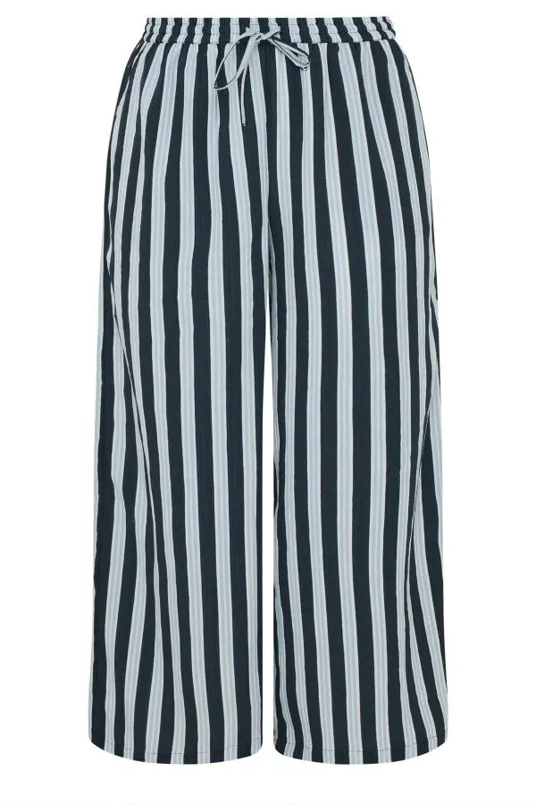 Yours Plus Size Navy Blue Stripe Trousers Size 34-36