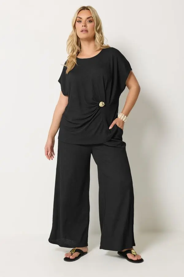 Yours Plus Size Black Trousers Inside Leg Size 28", Waist Size 22-24