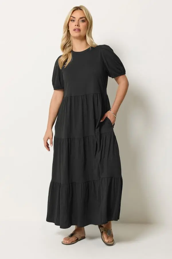 Yours Plus Size Black Puff Sleeve Dress Size 16