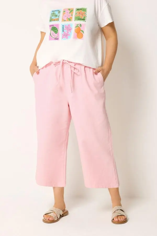 Yours Plus Size Pink Cropped Jeans Size 34-36