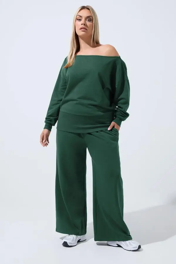 Limited Collection Plus Size Forest Green Wide Leg Joggers Size 12