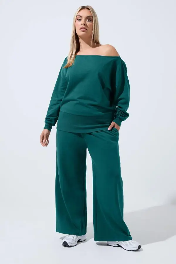 Limited Collection Plus Size Forest Green Wide Leg Joggers Size 20
