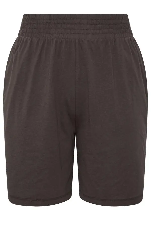 Yours Plus Size Brown Shirred Waist Shorts Size 10-12
