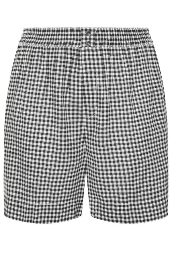 Yours Plus Size Black Gingham Shorts Size 18