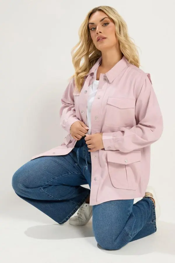 Yours Plus Size Light Pink Carpenter Jacket Size 14