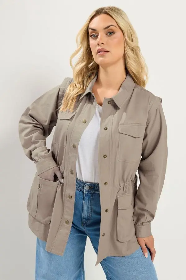 Yours Plus Size Natural Brown Carpenter Jacket Size 14